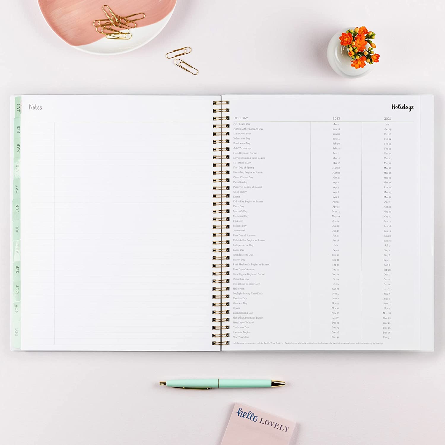 Blue Sky 2022 Weekly & Monthly Planner, 8.5" x 11", Frosted Flexible Cover, Wirebound, Laurel (135842) - Image 6
